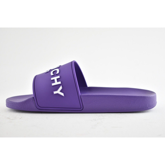 Givenchy Paris Purple Rubber White Logo Slide On Pool Sandal Flip Flop Flat 36 - Picture 9 of 12